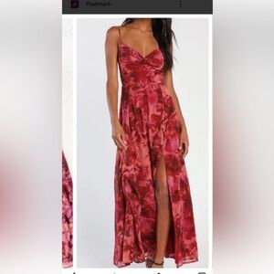 Lulu's Red Floral Maxi Dress